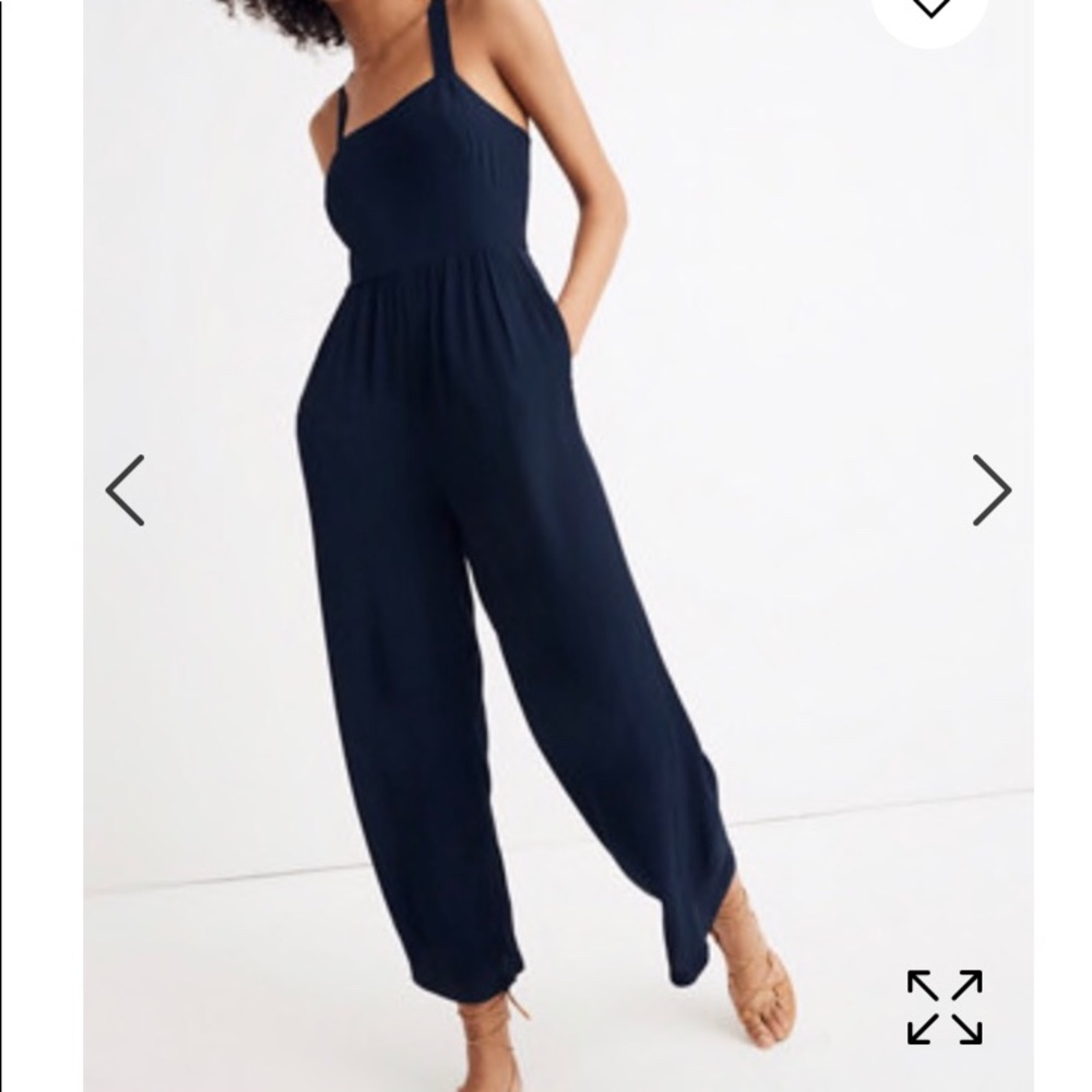 Madewell smocked crop jumpsuit